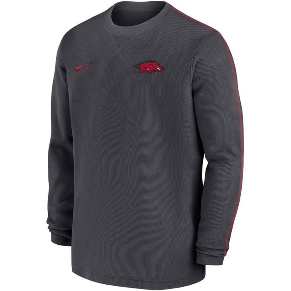 Nike Arkansas Razorbacks Waffle Thermal Sideline Shirt Gray Men's Medium
